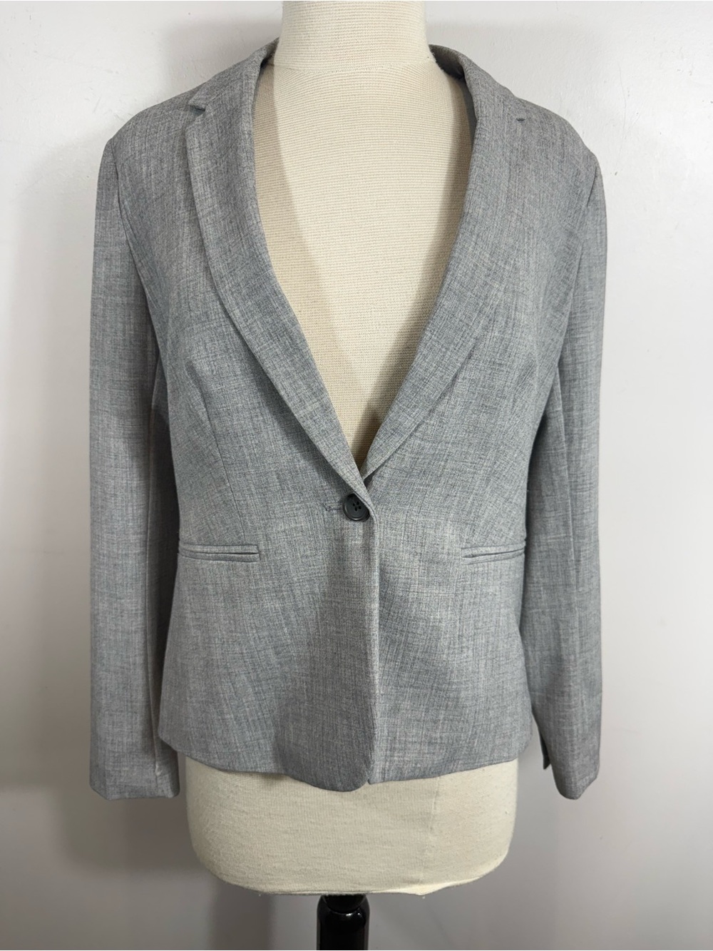 Banana Republic Gray Wool Look Stretch Blazer Jacket Single Button US 6p - Picture 2 of 9